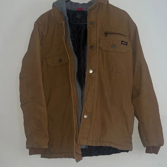 Dickies Tan Military Field Jacket size small note small defect on snaps - Picture 2 of 8
